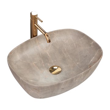 REA-U6647 - Umivalnik za pult FREJA 39,5x51 cm keramika/siva/marmorni dekor