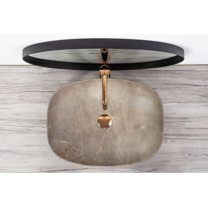 REA-U6647 - Umivalnik za pult FREJA 39,5x51 cm keramika/siva/marmorni dekor