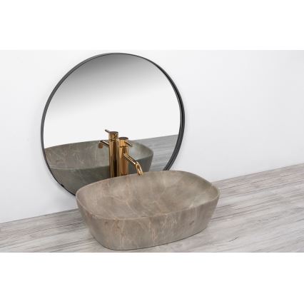REA-U6647 - Umivalnik za pult FREJA 39,5x51 cm keramika/siva/marmorni dekor