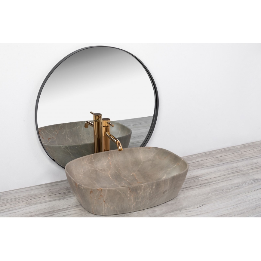 REA-U6647 - Umivalnik za pult FREJA 39,5x51 cm keramika/siva/marmorni dekor