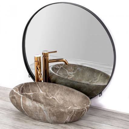 REA-U6650 - Umivalnik na pult ROXY 31x49 cm keramika/siva/marmorni dekor