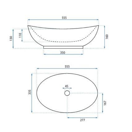 REA-U6801 - Nadpultni umivalnik KATE 33,5x55,5 cm keramika/sijajno bela