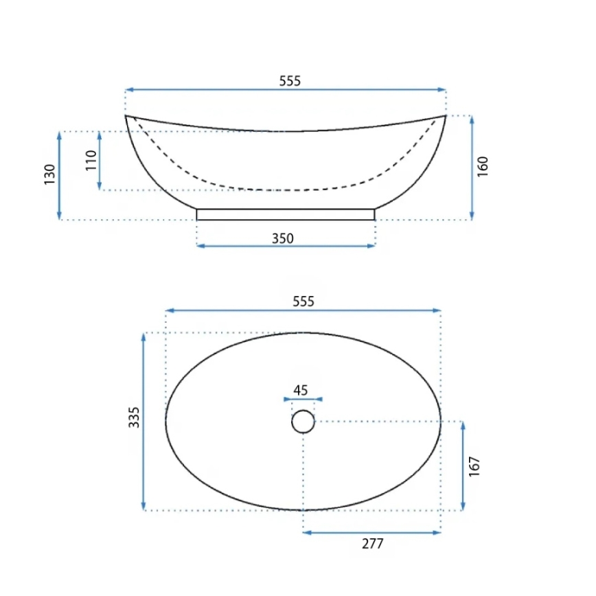 REA-U6801 - Nadpultni umivalnik KATE 33,5x55,5 cm keramika/sijajno bela