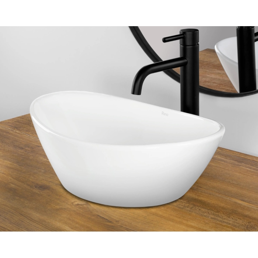 REA-U6802 - Umivalnik na pult KATE 27x45 cm keramika/sijajna bela