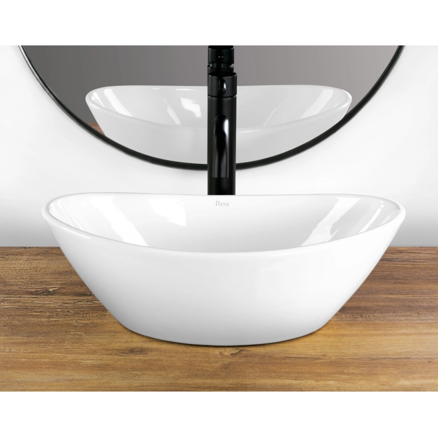 REA-U6802 - Umivalnik na pult KATE 27x45 cm keramika/sijajna bela