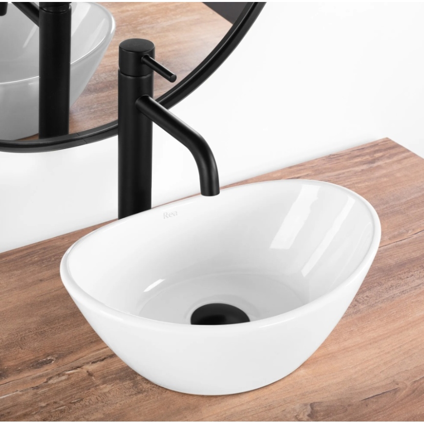 REA-U6803 - Umivalnik na pult KATE 24,5x36,5 cm keramika/sijajna bela
