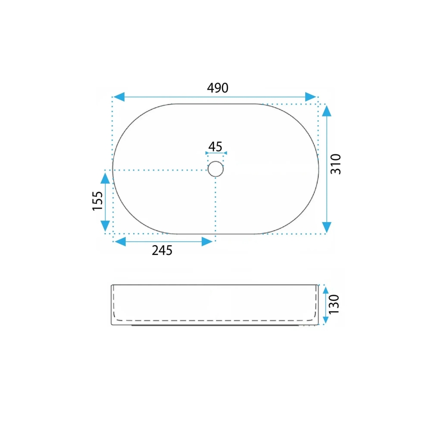 REA-U7342 - Umivalnik za pult VANDA 31x49 cm keramika/bež/imitacija kamna