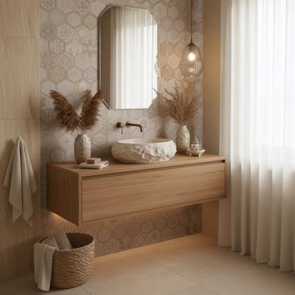 REA-U7347 - Nadpultni umivalnik MIKA 38x50 cm bež/imitacija kamna