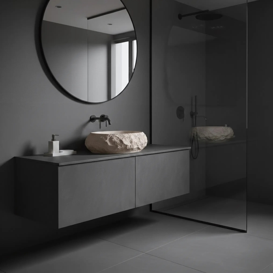 REA-U7347 - Nadpultni umivalnik MIKA 38x50 cm bež/imitacija kamna