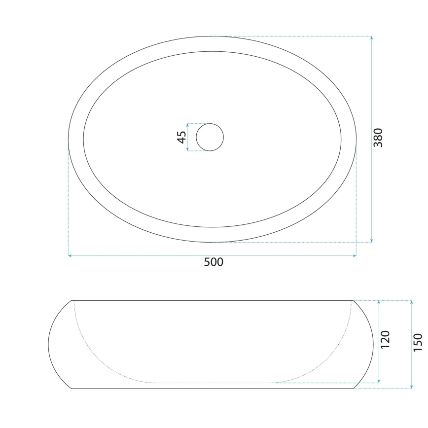 REA-U7347 - Nadpultni umivalnik MIKA 38x50 cm bež/imitacija kamna