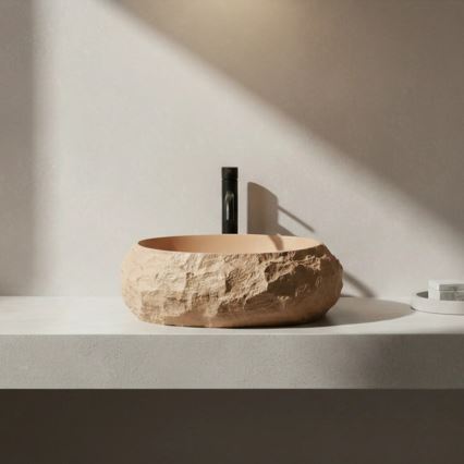 REA-U7348 - Nadpultni umivalnik MIKA 38x50 cm oranžen/bež/imitacija kamna