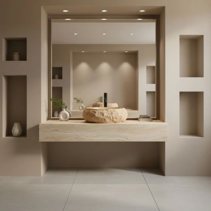 REA-U7348 - Nadpultni umivalnik MIKA 38x50 cm oranžen/bež/imitacija kamna