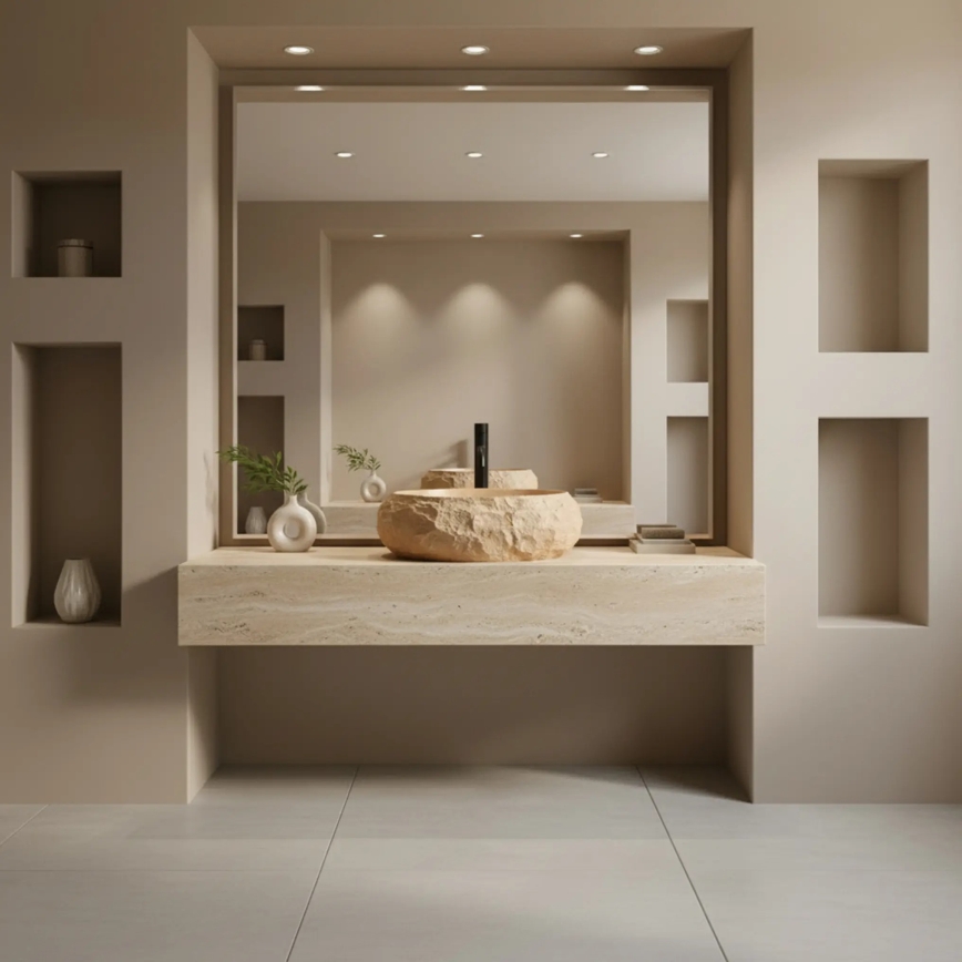 REA-U7348 - Nadpultni umivalnik MIKA 38x50 cm oranžen/bež/imitacija kamna