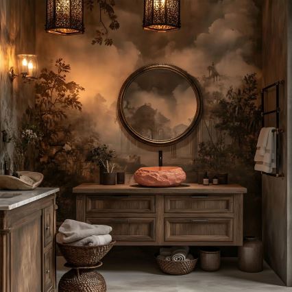 REA-U7349 - Umivalnik za pult MIKA 38x50 cm oranžna/imitacija kamna