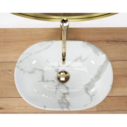 REA-U8001 - Namizni umivalnik AMELIA 34,5x48 cm keramika/dekor marmorja