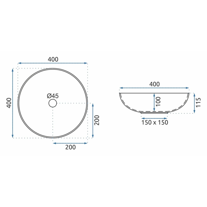 REA-U8002 - Nadpultni umivalnik ARTE 40 cm keramika/bela/črna