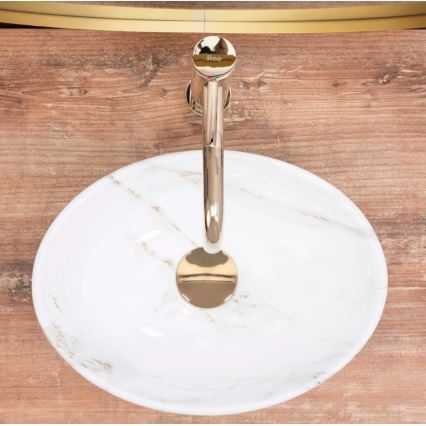 REA-U8014 - Pultni umivalnik SOFIA MINI 27x34 cm, iz keramike z marmornim dekorjem