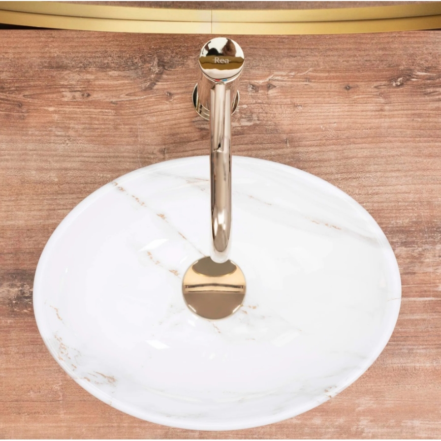 REA-U8014 - Pultni umivalnik SOFIA MINI 27x34 cm, iz keramike z marmornim dekorjem