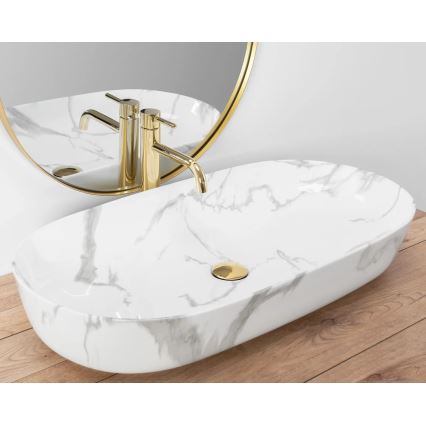 REA-U8403 - Pultni umivalnik CLEO 41x81 cm keramika/marmorni dekor