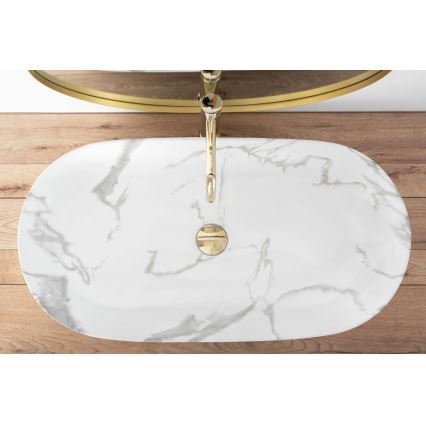REA-U8403 - Pultni umivalnik CLEO 41x81 cm keramika/marmorni dekor