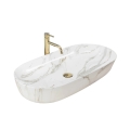 REA-U8404 - Umivalnik na pult CLEO 41x81 cm keramika/bela/marmorni dekor
