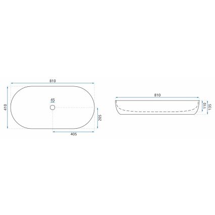 REA-U8404 - Umivalnik na pult CLEO 41x81 cm keramika/bela/marmorni dekor
