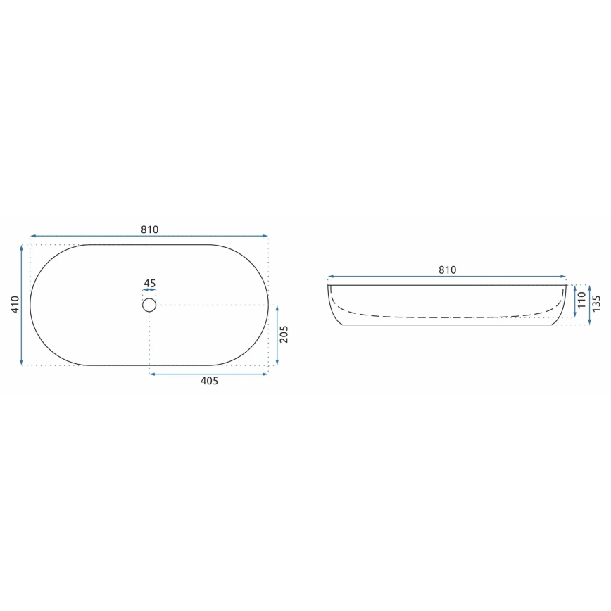 REA-U8404 - Umivalnik na pult CLEO 41x81 cm keramika/bela/marmorni dekor