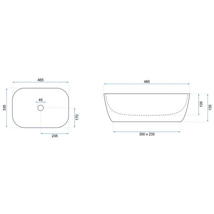 REA-U8470 - Nadpultni umivalnik BELINDA 33,5x46,5 cm keramika/mat črna