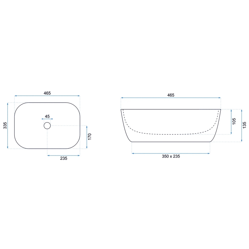 REA-U8470 - Nadpultni umivalnik BELINDA 33,5x46,5 cm keramika/mat črna