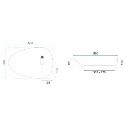 REA-U8536 - Umivalnik na pult GRETA 39x56 cm keramika/sijajna bela