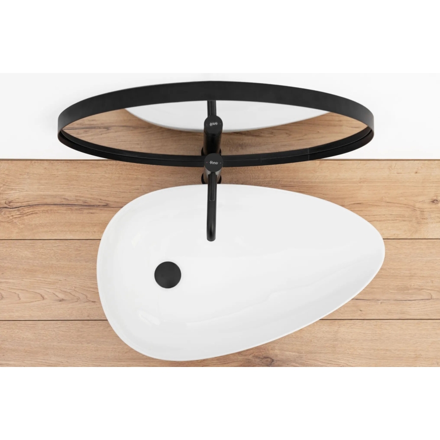 REA-U8537 - Umivalnik na pult GRETA 40x65,5 cm, keramika/sijajna bela