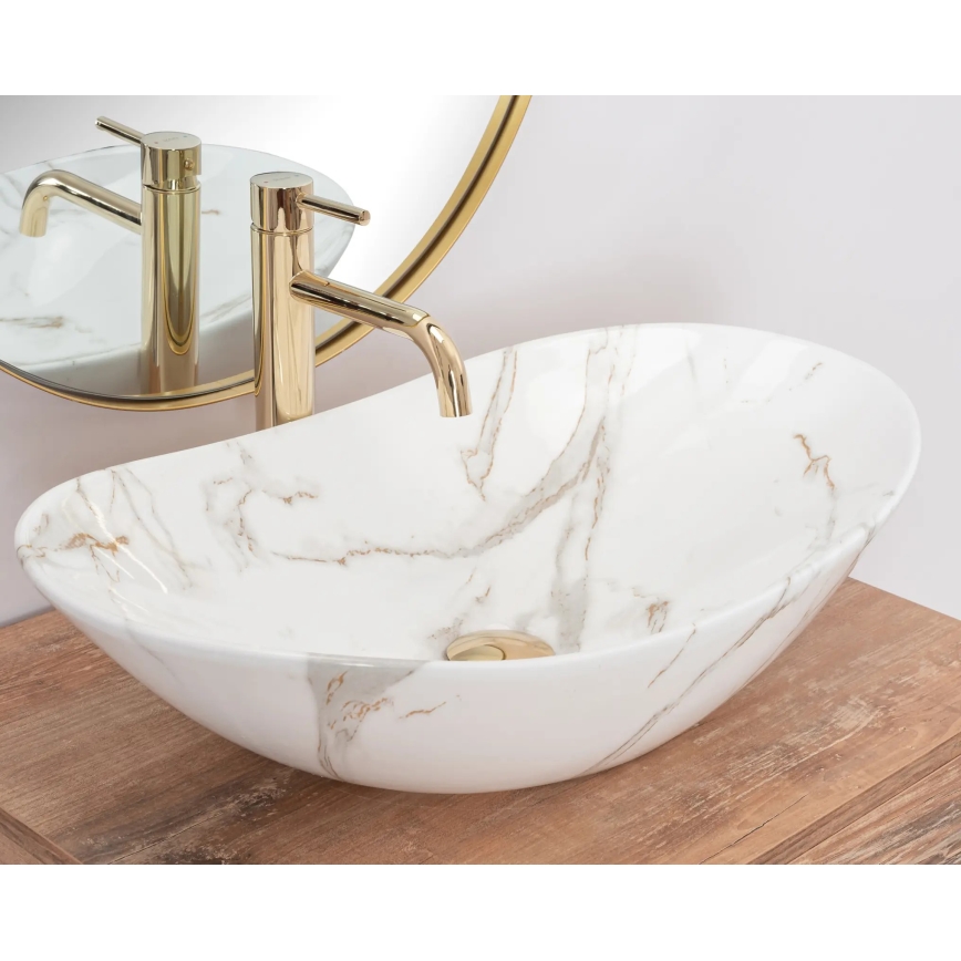 REA-U8548 - Nadpultni umivalnik ROYAL 36x60,5 cm keramika/marmorni dekor