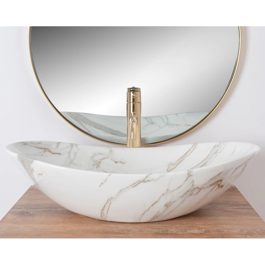 REA-U8548 - Nadpultni umivalnik ROYAL 36x60,5 cm keramika/marmorni dekor