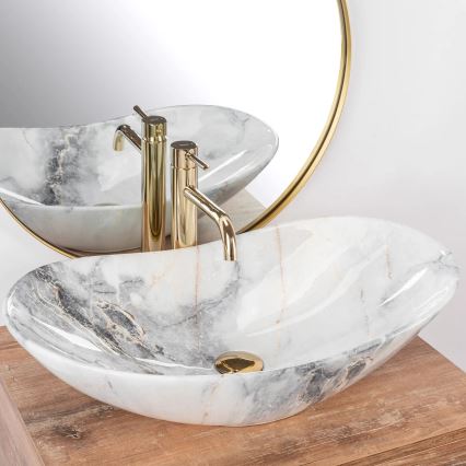 REA-U8596 - Umivalnik za pult ROYAL 36x62,5 cm keramika/bela/siva/imitacija kamna