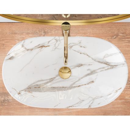 REA-U8597 - Umivalnik za pult ROYAL 36x62 cm, keramika/mramorni dekor