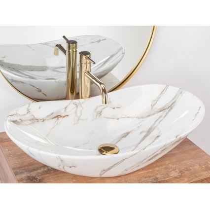 REA-U8597 - Umivalnik za pult ROYAL 36x62 cm, keramika/mramorni dekor