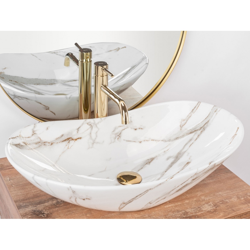 REA-U8597 - Umivalnik za pult ROYAL 36x62 cm, keramika/mramorni dekor