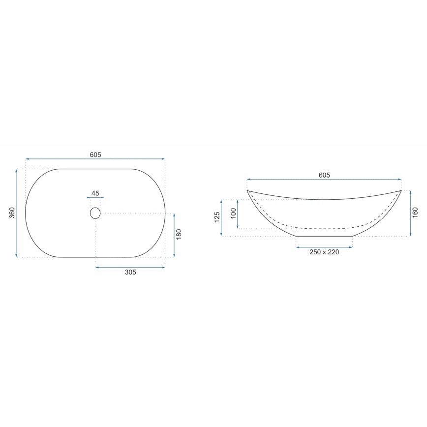 REA-U8598 - Umivalnik na pult ROYAL 36x60,5 cm keramika/marmorni dekor