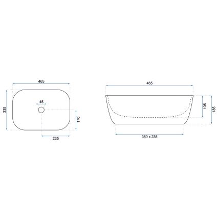 REA-U8736 - Umivalnik na pult BELINDA 33,5x46,5 cm keramika/bela/zlata