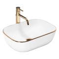 REA-U8736 - Umivalnik za pult BELINDA 33,5x46,5 cm keramika/bela/zlata