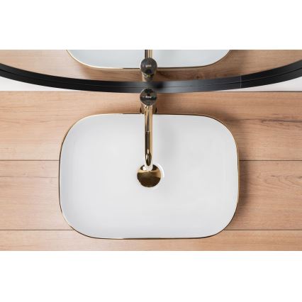 REA-U8736 - Umivalnik za pult BELINDA 33,5x46,5 cm keramika/bela/zlata