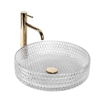 REA-U8881 - Nadpultni umivalnik CRISTAL, premer 39 cm, steklo/prozorno