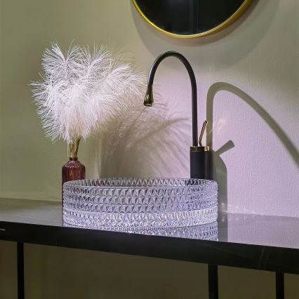 REA-U8881 - Nadpultni umivalnik CRISTAL, premer 39 cm, steklo/prozorno