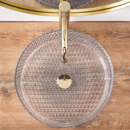 REA-U8881 - Nadpultni umivalnik CRISTAL, premer 39 cm, steklo/prozorno