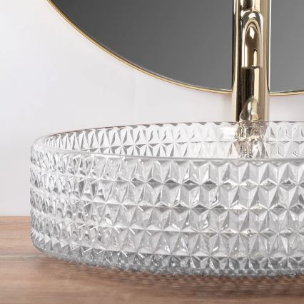 REA-U8881 - Nadpultni umivalnik CRISTAL, premer 39 cm, steklo/prozorno