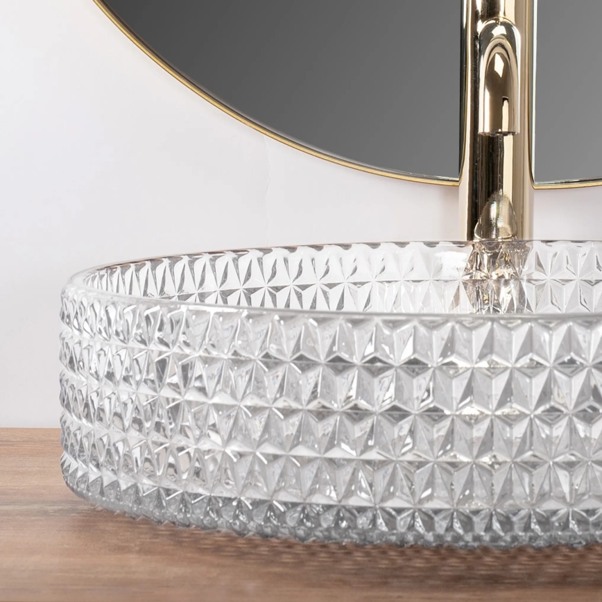 REA-U8881 - Nadpultni umivalnik CRISTAL, premer 39 cm, steklo/prozorno
