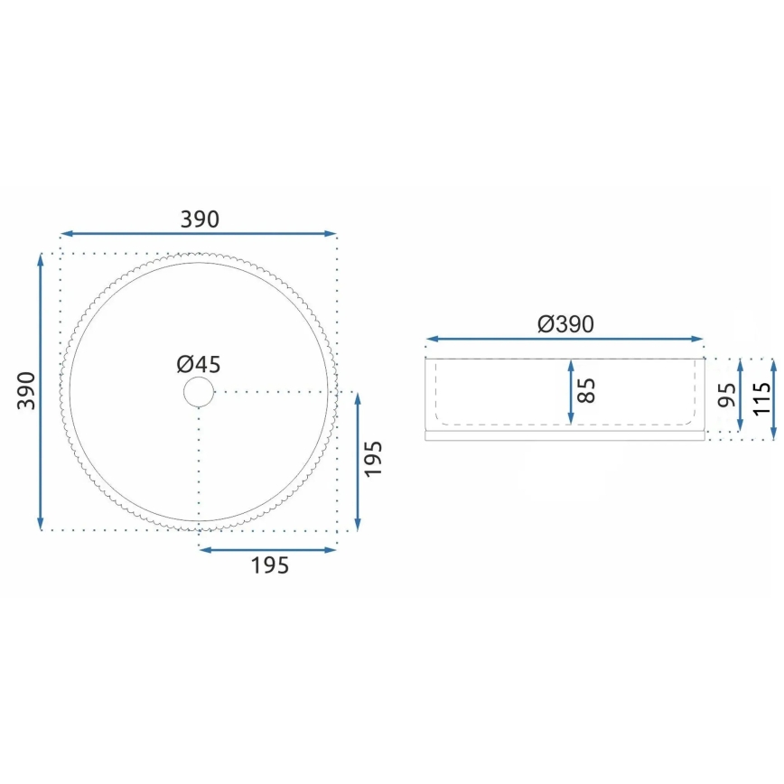 REA-U8881 - Nadpultni umivalnik CRISTAL, premer 39 cm, steklo/prozorno