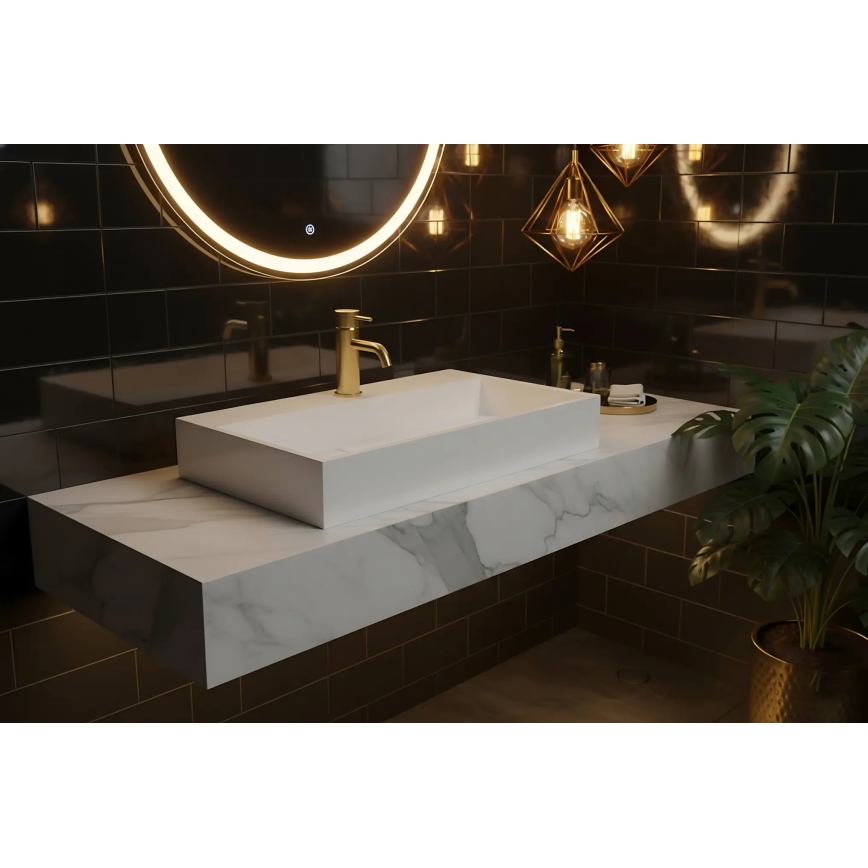 REA-U8900 - Umivalnik za pult GOYA 37x50 cm kompozit/mat bela
