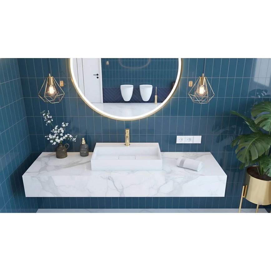 REA-U8900 - Umivalnik za pult GOYA 37x50 cm kompozit/mat bela