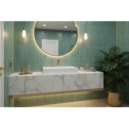 REA-U8902 - Pultni umivalnik GOYA 46x70 cm konglomerat/matno bela